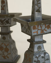 Load image into Gallery viewer, Inlaid Bronze Candlestick Pair
