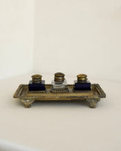 Load image into Gallery viewer, Brass Inkwell Desk Set