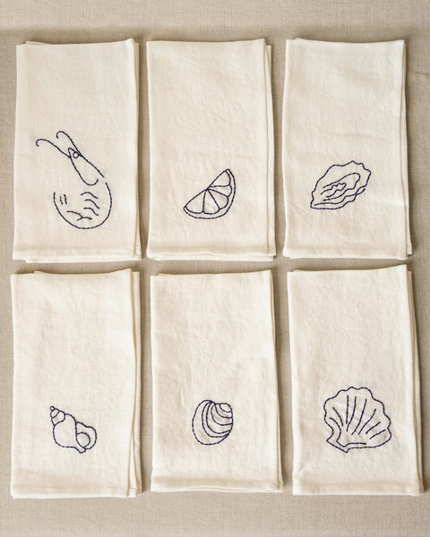 Buffet De Fruits De Mer Embroidered Napkin Set