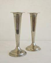 Load image into Gallery viewer, Silver Plate Trumpet Vase Pair