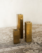 Load image into Gallery viewer, Gold Block Candlestick Set