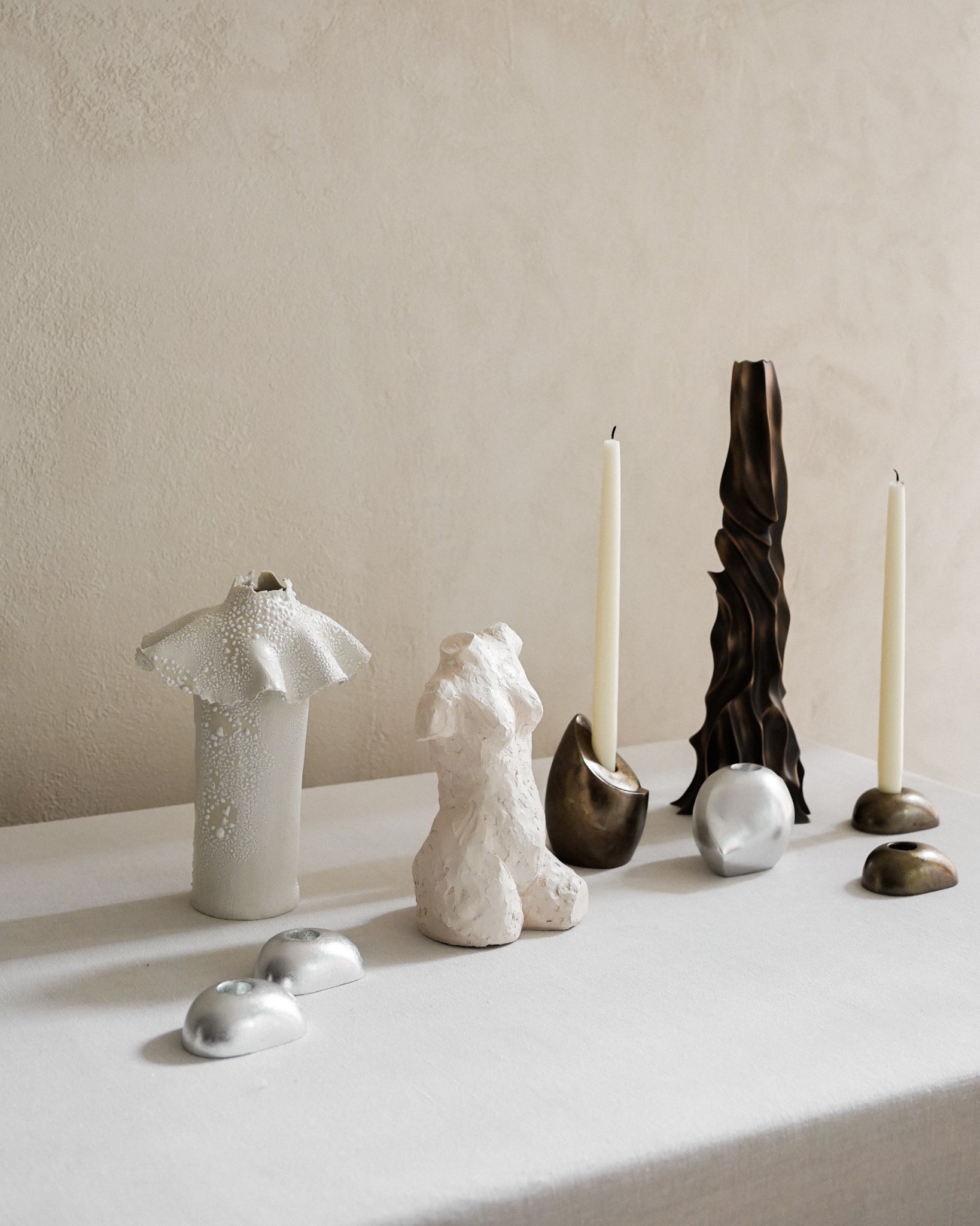 Barnacle Vase in White Lichen