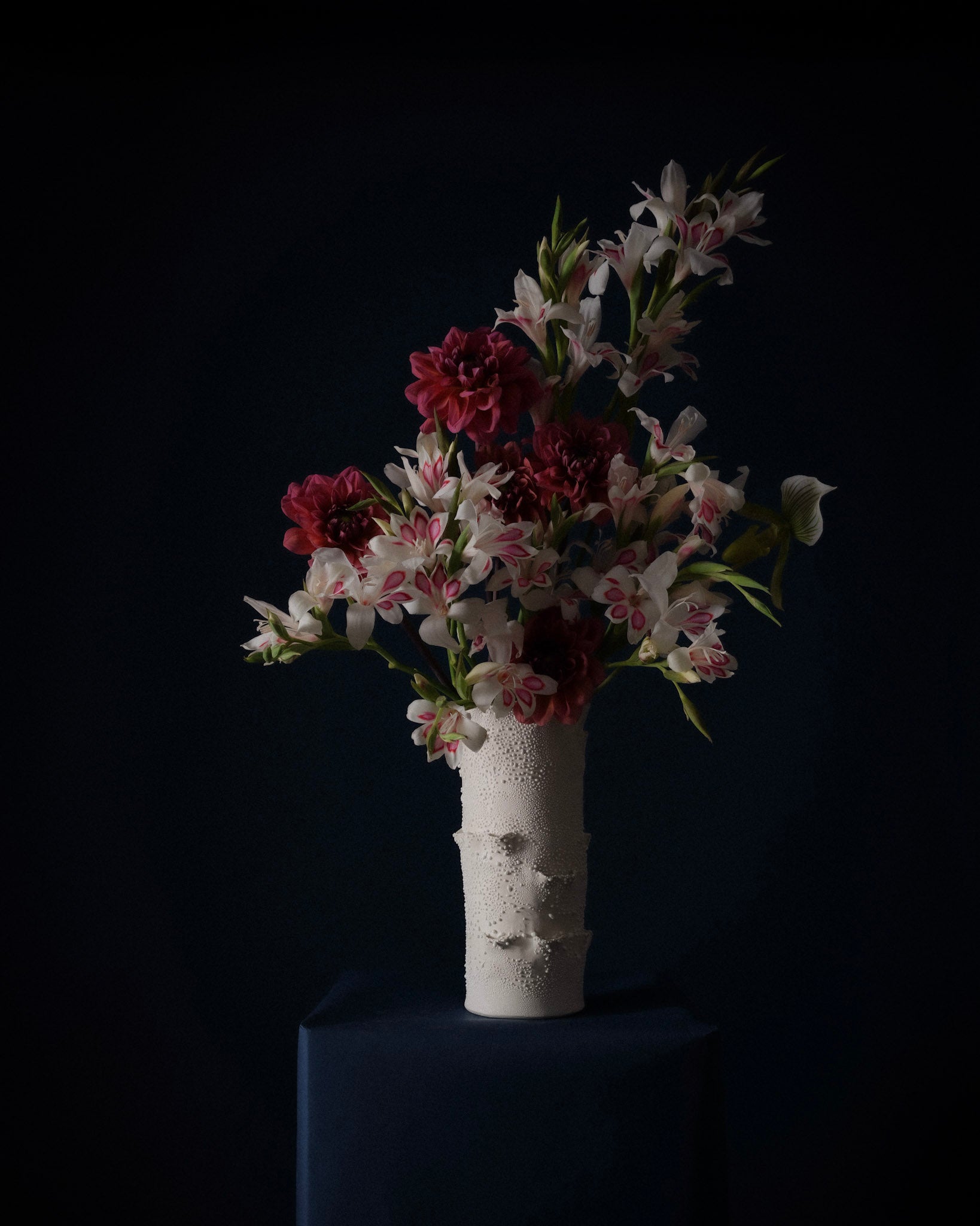 Ribbon Vase in White Lichen