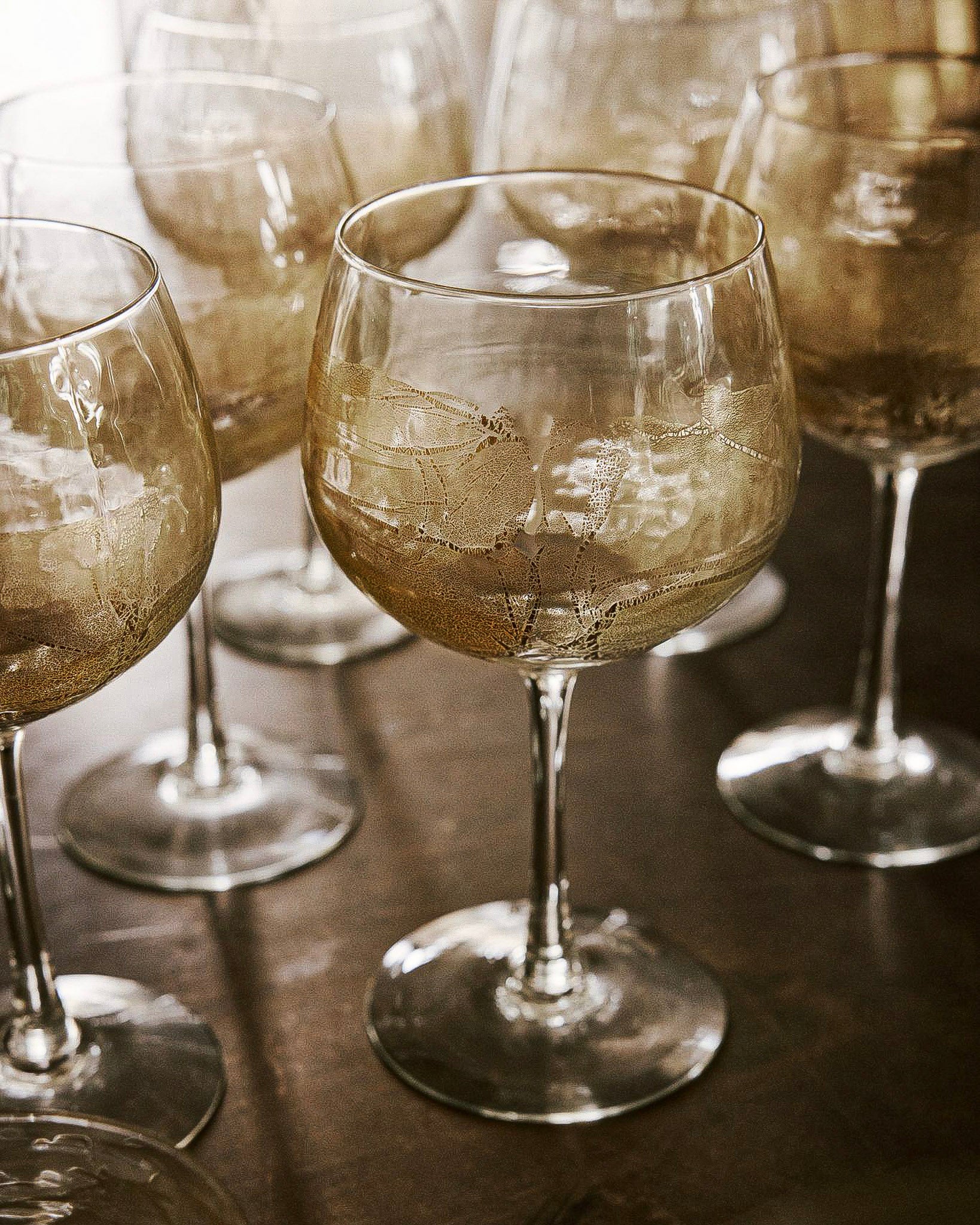 Golden Stemmed Wine Glass
