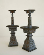 Load image into Gallery viewer, Inlaid Bronze Candlestick Pair
