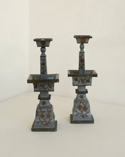 Load image into Gallery viewer, Inlaid Bronze Candlestick Pair
