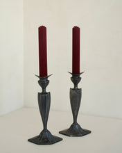 Load image into Gallery viewer, Art Deco Style Pewter Candlesticks
