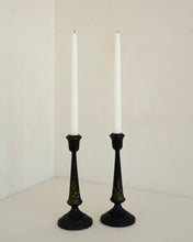 Load image into Gallery viewer, Black and Gilt Candlestick Pair
