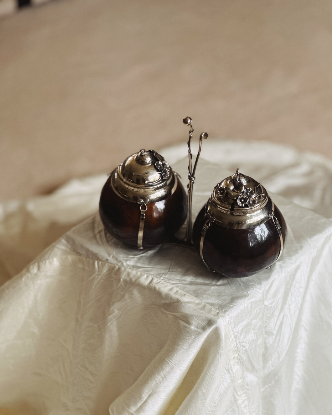 Gourd and Silver Condiment Set