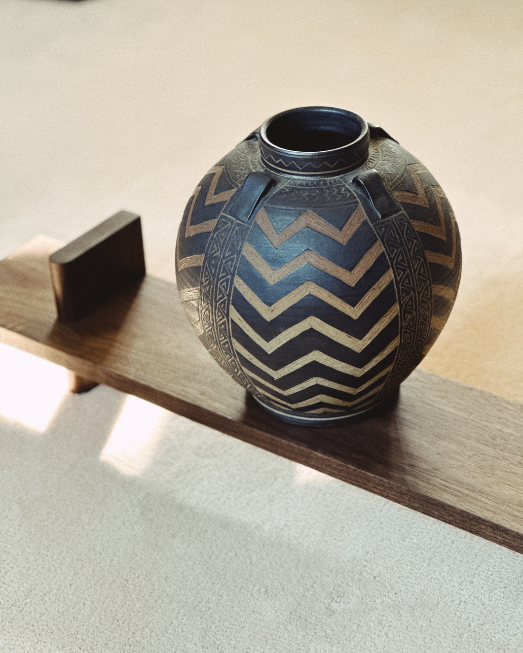 Studio Pottery Chevron Vase