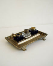 Load image into Gallery viewer, Brass Inkwell Desk Set
