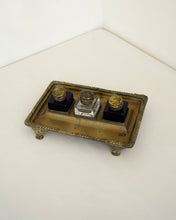 Load image into Gallery viewer, Brass Inkwell Desk Set
