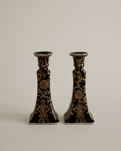 Load image into Gallery viewer, Hand-Painted Ceramic Candlestick Pair
