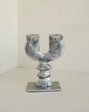 Load image into Gallery viewer, Brutalist Cast Aluminum Candle Holder

