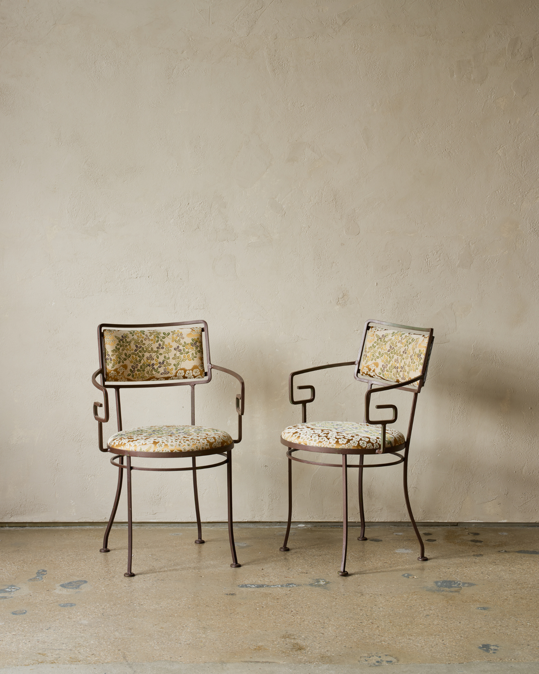 Patterned Metal Armchairs