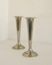 Load image into Gallery viewer, Silver Plate Trumpet Vase Pair
