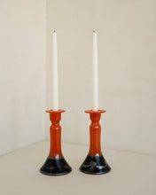 Load image into Gallery viewer, Painted Glass Candleholder Pair
