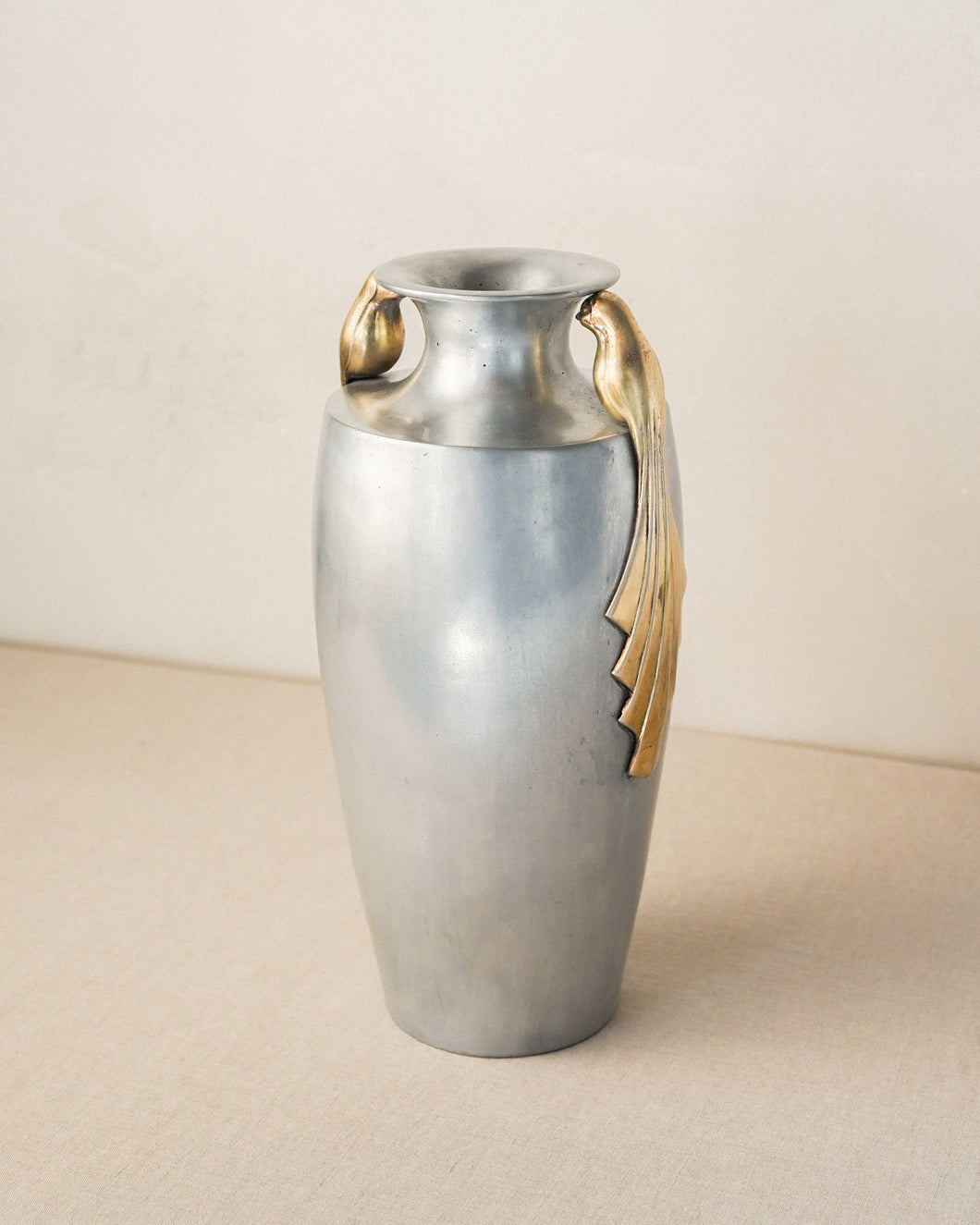 Pewter Bird Handle Vase