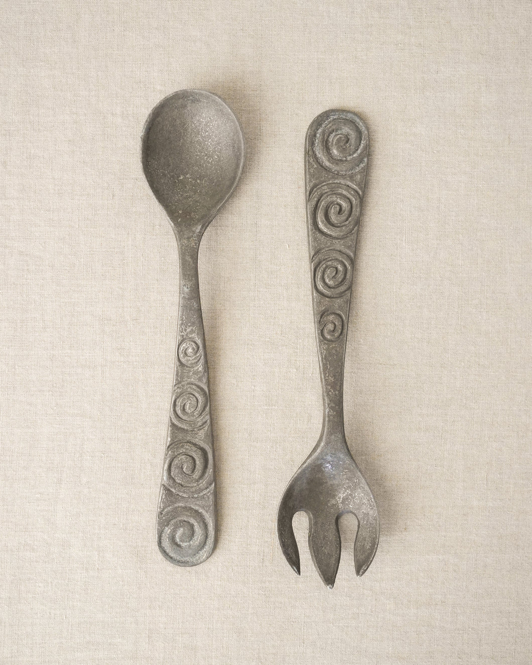 Brutalist Pewter Serving Set