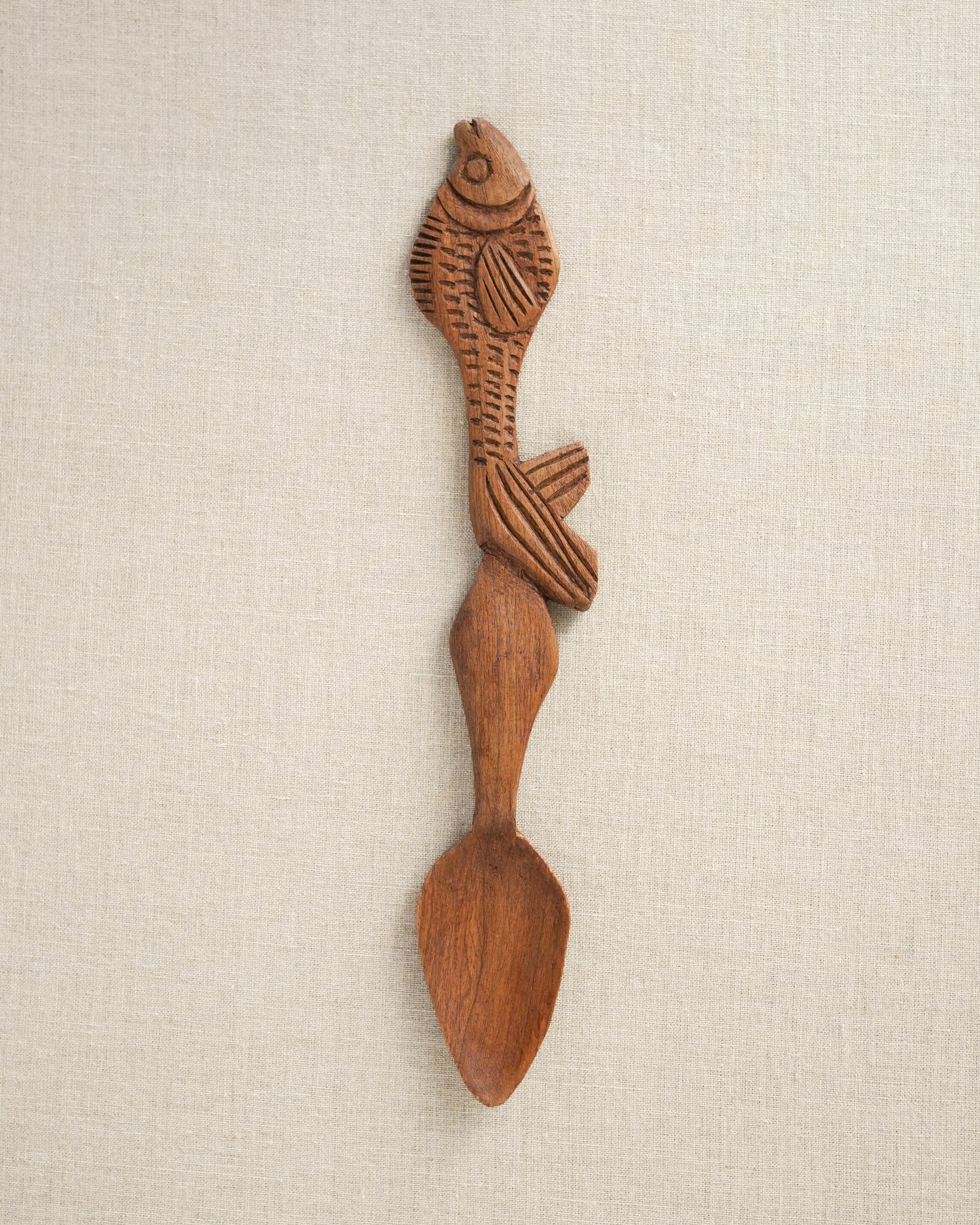 Wooden Fish Handle Serving Spoon