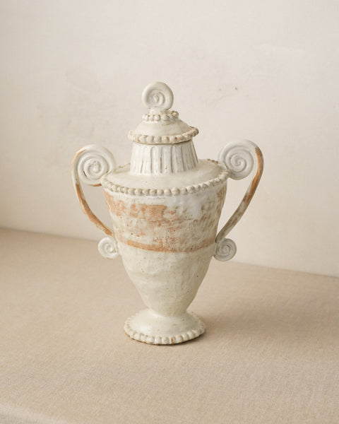 Wonky Cream Beaded Urn