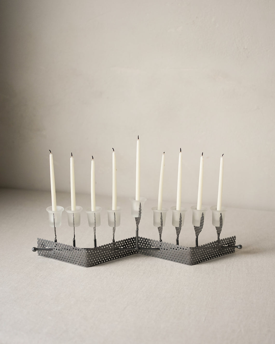 Metal and Glass Menorah
