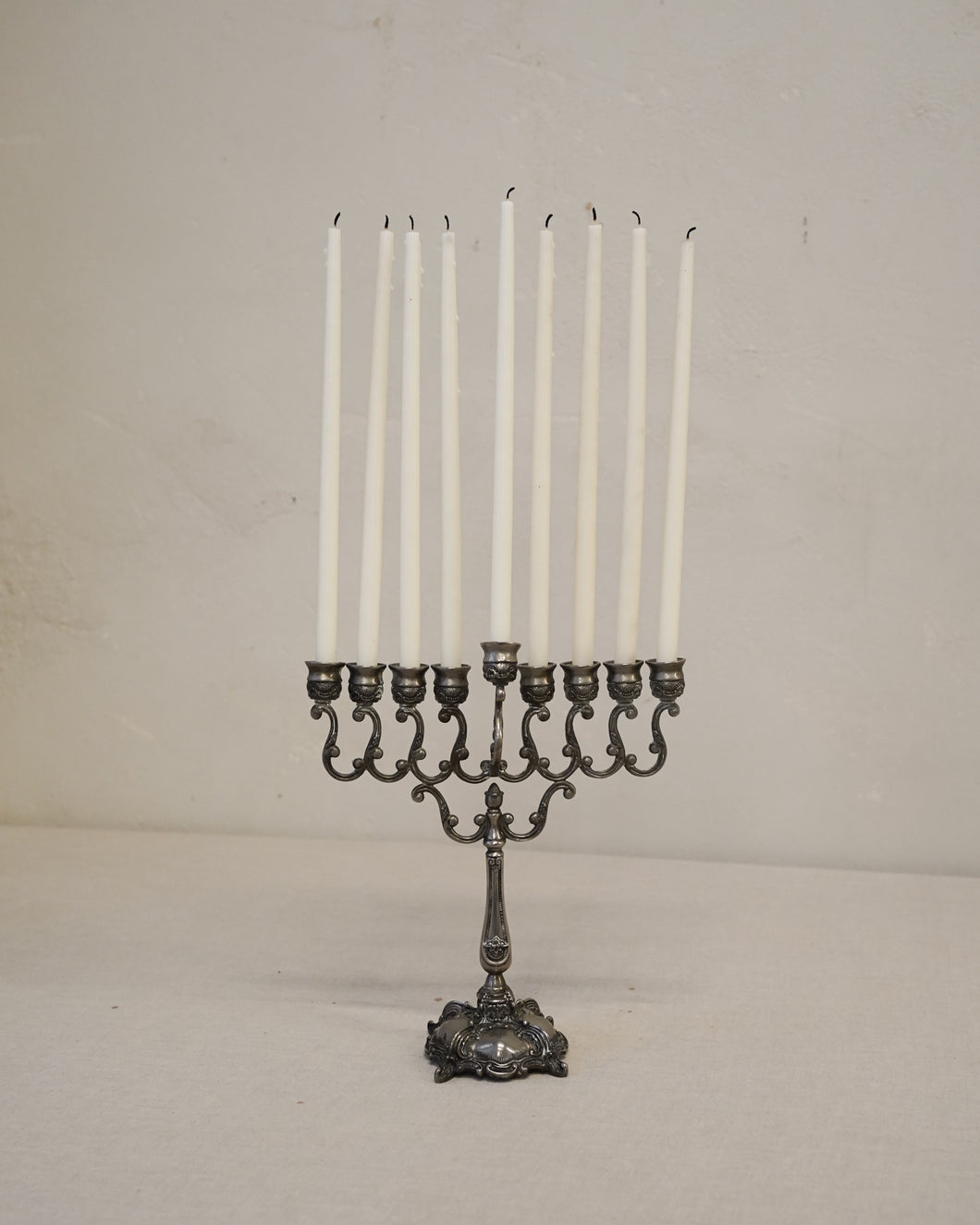 Silver Plate Scrollwork Menorah