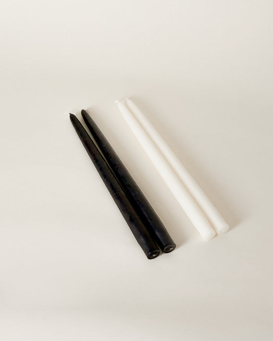 black and white tapered candles