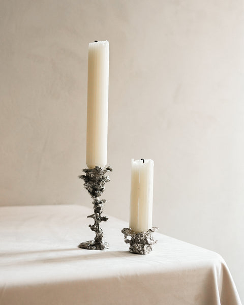 White Brass Chanterelle Candle Holder Set