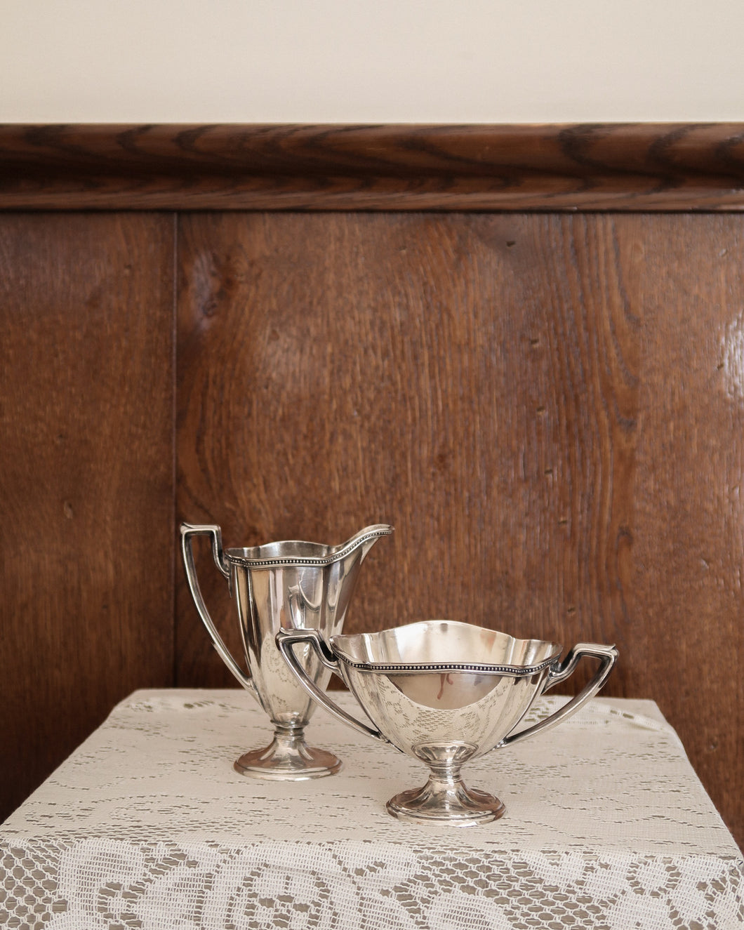 Metal Sugar and Creamer Set