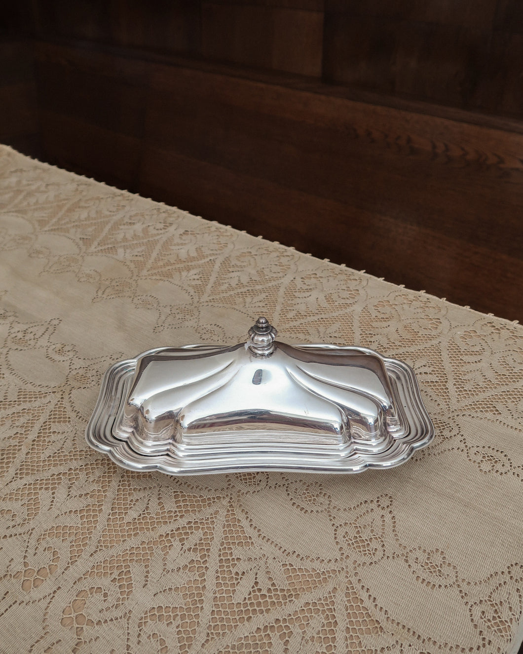 Scalloped Silver Butter Dish
