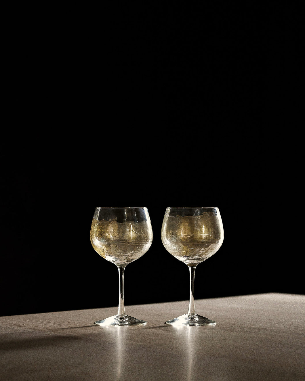 Golden Stemmed Wine Glass