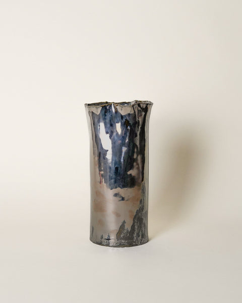 Cylinder Vase in Silver Mirror